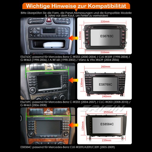Android 14 Autoradio GPS DAB+DVD Mercedes A/C/G/CLK Klasse W209 W203 Viano Vito - Bild 22 von 22