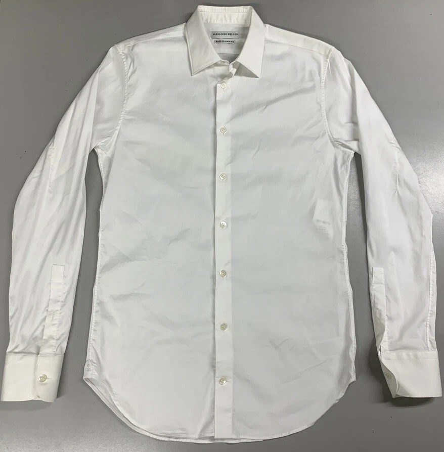 Camicia da uomo Alexander McQueen abbottonata bianca taglia 15 cotone elasticizzato