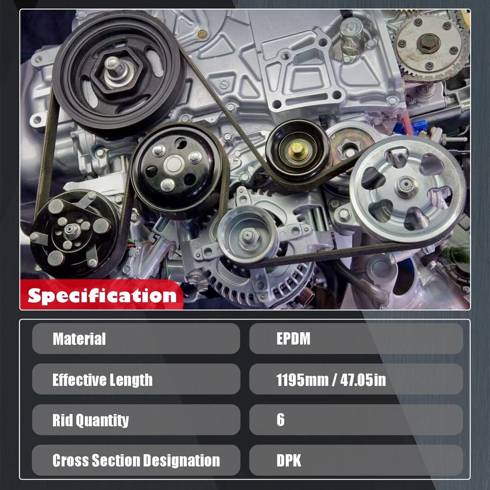 Cinturón Serpentine para Volkswagen Golf Beetle Jetta 1998-2006 Audi TT 6DPK1195 EPDM Foto 2 de 4