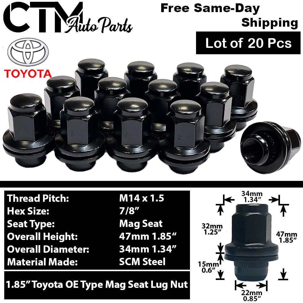 20x Black Toyota Lexus OEM Factory Lug Nuts M14x1.5 Fit Tundra