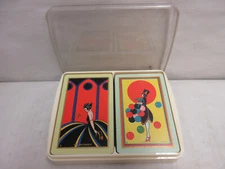 2 Vintage Complete Decks of Art Deco Playing Cards The Butterfly & Carnival Days