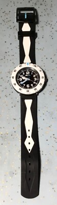 2015 FLIK FLAK ZFCSO024-BLACK & WHITE FAUX SCUBA CHILDS WATCH WRIST UP TO 6''