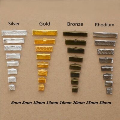 50pcs Ribbon Cord End Clamps Crimps Beads Clips Buckle Fasteners Womens Jewelry