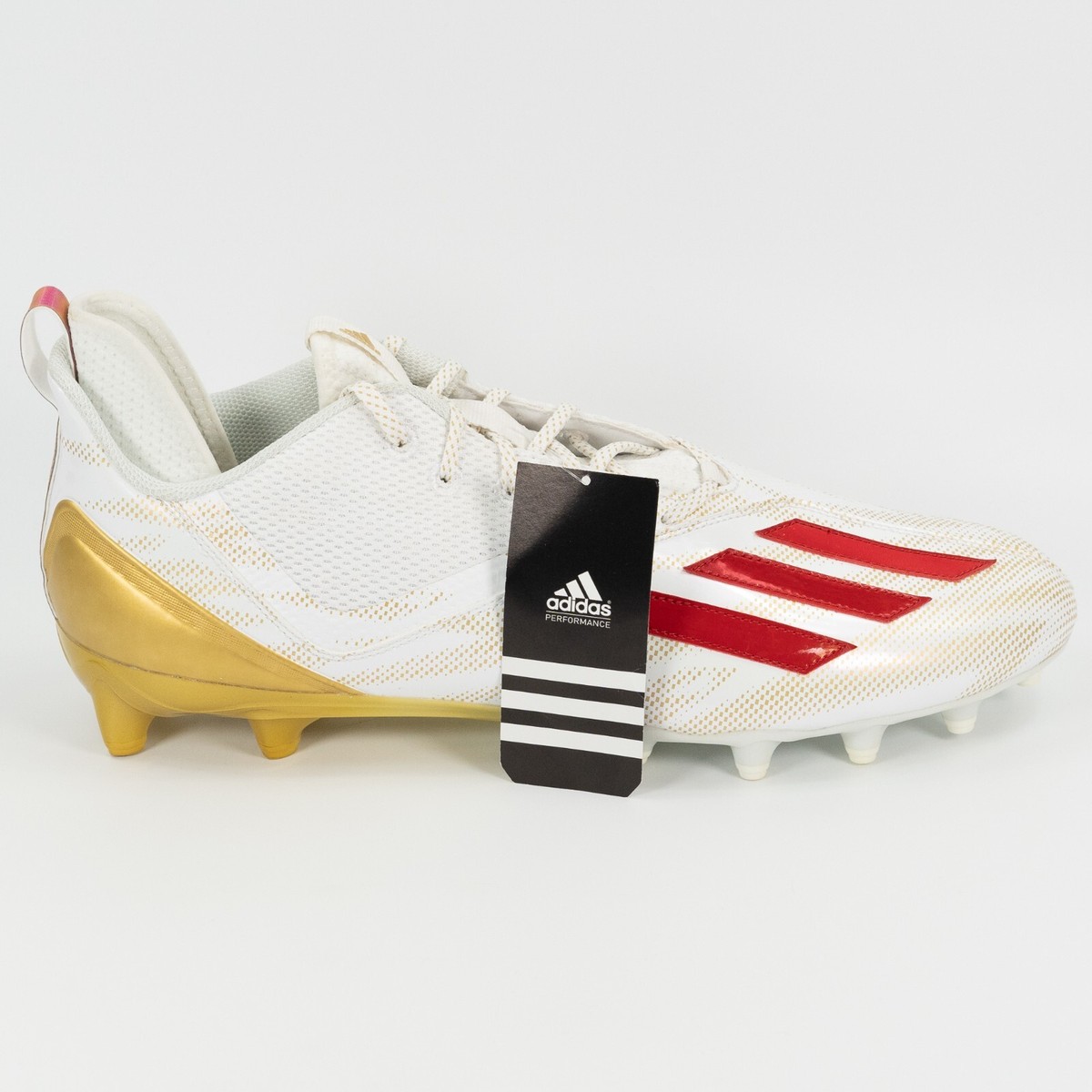 USED Adidas Men\'s Adizero Scorch Football Shoe, White/Black, 9.5 Adidas Adizero Scorch Black White Football Cleats GW5071  main image 3