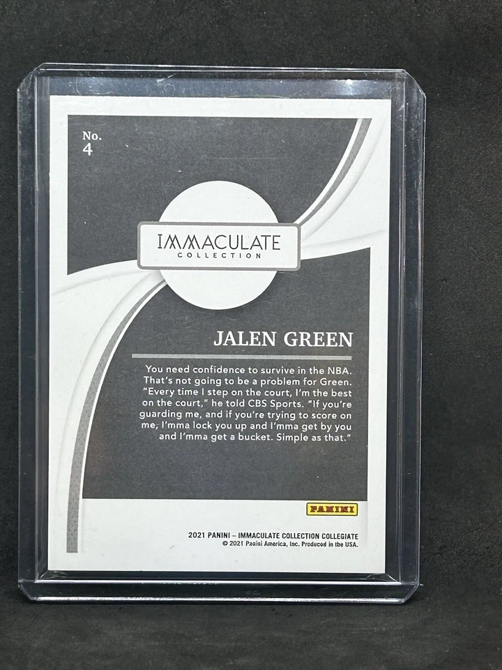 2021-22 Panini Immaculate Collegiate /10 Jalen Green #4 Rookie RC B6 - Image 2 of 2