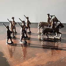 8 Vintage Lead / Tin Semi-flat Toy Soldiers Marching Band Figurines 2" tall