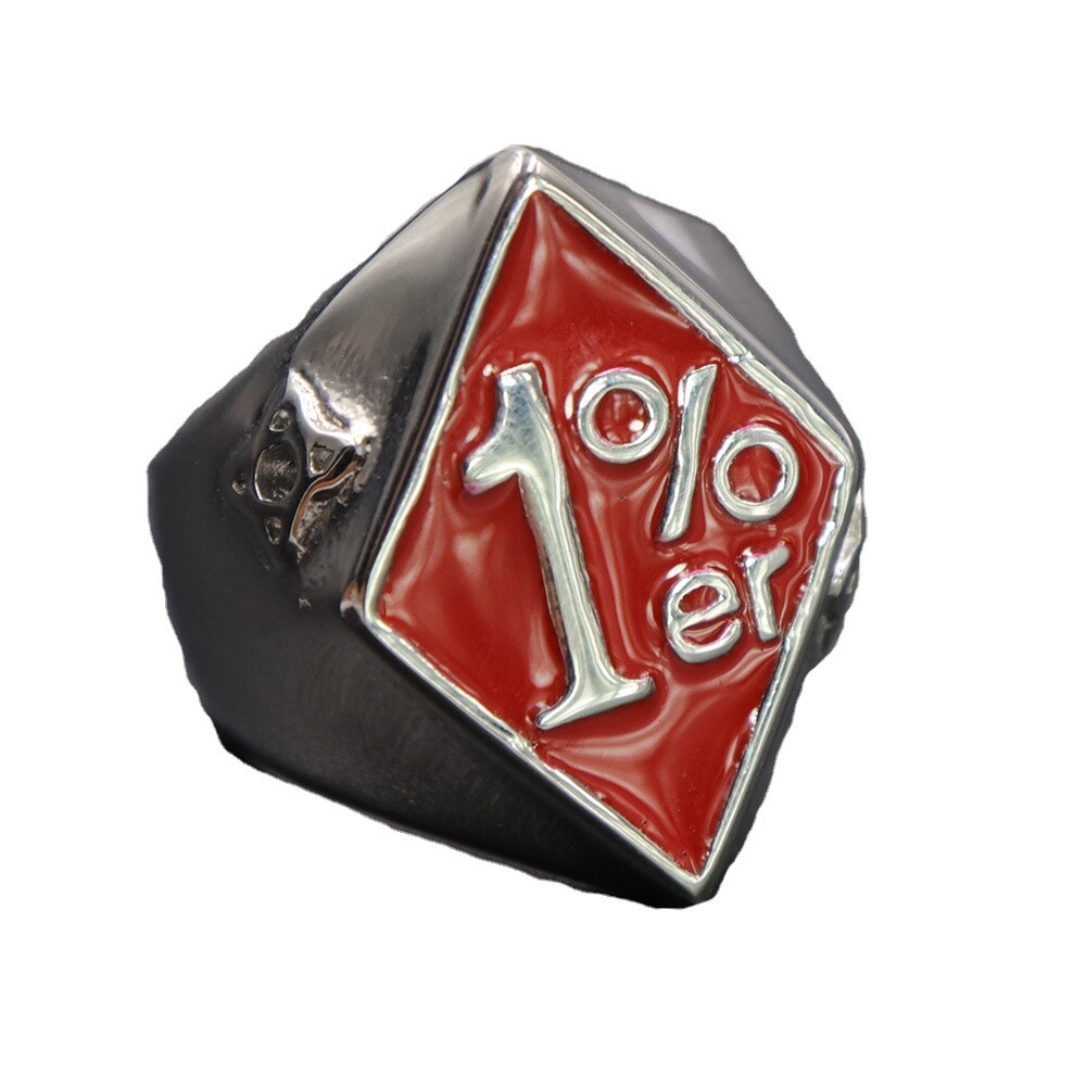 Anello Uomo 1% Outlaw Motor Biker – Smalto Rosso, Acciaio 316L, Stile Punk Motociclista - Foto 4
