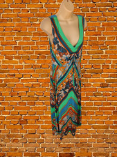 MONSOON BLUE GREEN DRESS MEDIUM VISCOSE WOMENS SLEEVELESS MAXI FLORAL V NECK