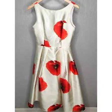 Chicwish Dress Women's Size S  Fit & Flare Sleeveless Red Poppy Floral 