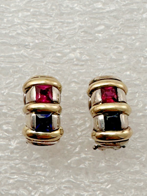 Jeffery Levin 18k Yellow Gold/Sterling Silver 5m x 12mm Post Leverback Earrings