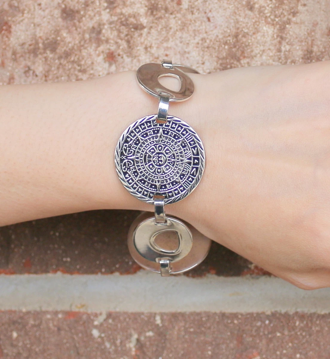 mexico-sterling-silver-925-aztec-calendar-link-bracelet-44-5-grams-ebay