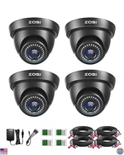 4 Pack 1080P HD-TVI Dome Security Cameras, Night Vision, Indoor/Outdoor CCTV