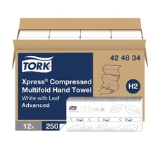 Tork 424834 8.3 in. x 9.25 in. 1-Ply Xpress Hand Towels - White (12 PK/CT) New