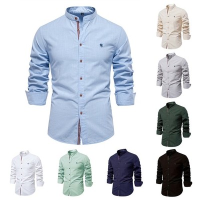 Herren Langarm Baumwolle Herbsthemd Businesshemd Men Regular Shirts Freizeithemd