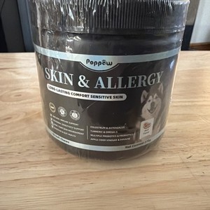 Poppaw Skin & Allergy Dog Supplement for Healthy Skin 90 Soft Chews Beef Flavor