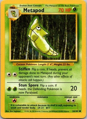 Metapod Common Base Set 054/102 MP