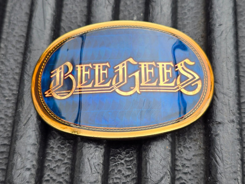 Bee Gees Vintage Belt Buckle 1977 Pacifica Los Angeles California Blue Gold