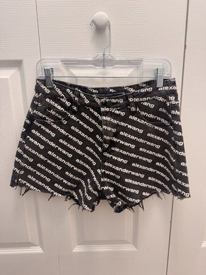 Alexander Wang Women s Black Denim High Rise Shorts Size S with Pockets Preowned