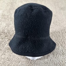 Prada Hat Cap Fitted Mens Medium Black Fleece Made in Italy Designer Logo