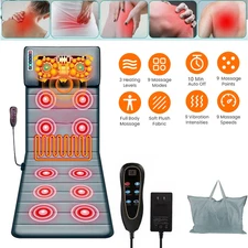 Full Body Electric Massage Mat w/Heat Vibration Massage Pad Cushion Back Massage