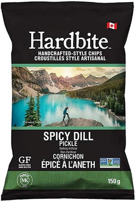 Hardbite Spicy Dill Pickle Natural Potato Chips, 150g/5.3oz.,