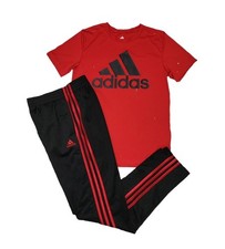 Adidas Youth Large 14-16 Track Pants Tshirt Outfit Black/Red