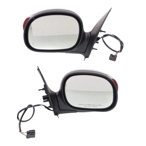 Mirror Set For 00-01 Ford F-150 LH RH Chrome Cap w/ Sgnl Light Regular/Super Cab