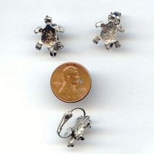 6 VINTAGE SILVER 18mm. KOLCZYKI ŻÓŁW Z 10x8mm. USTAWIENIA OWALNE 414