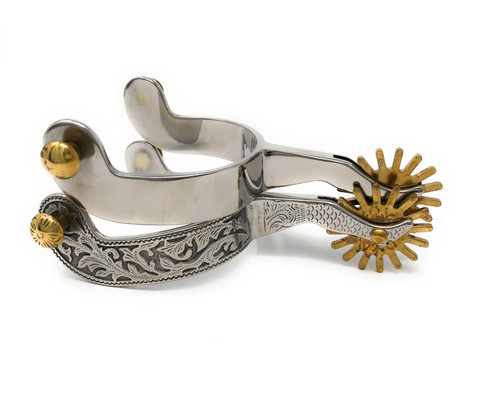 AJ Tack Men's Gal Leg Stainless Steel Engraved Spurs