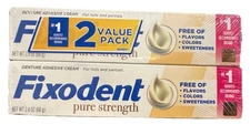 Fixodent Pure Strength Secure Denture Adhesive Cream for Full/Partials 2pack
