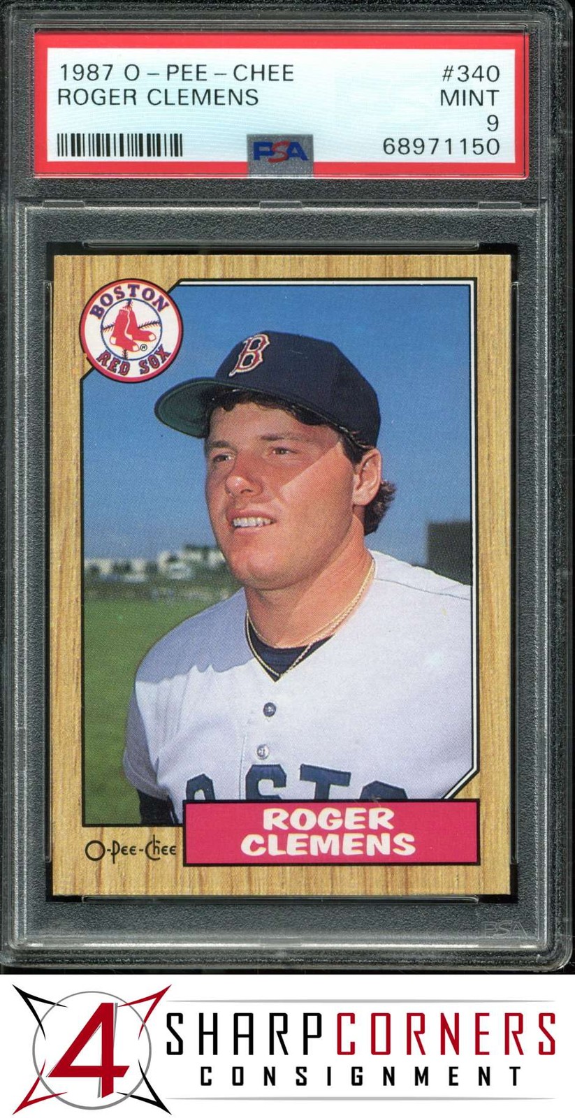 1987 O-PEE-CHEE #340 ROGER CLEMENS RED SOX PSA 9