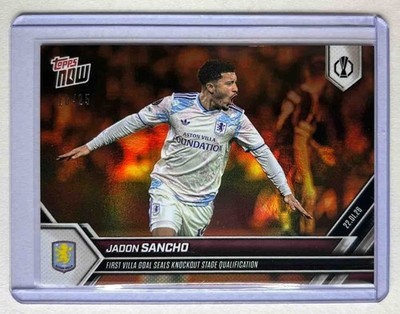Jadon Sancho 2025-26 UEL Topps Now #13 1st Villa Goal Orange Foil 10/25