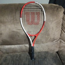 Wilson 'Roger Federer 110' Tennis Racket Grip Size L4 4 1/2 Red White Black