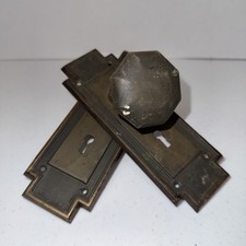 Vintage Brass Craftsman Door Knobs With Matching Back Plates (Set) Beautiful