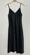 Victoria's Secret Black Satin Slip Dress Small Midi V-Neck