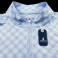 Johnnie O Performance Geometric Quarter Zip Pullover Sweater Blue Large $118