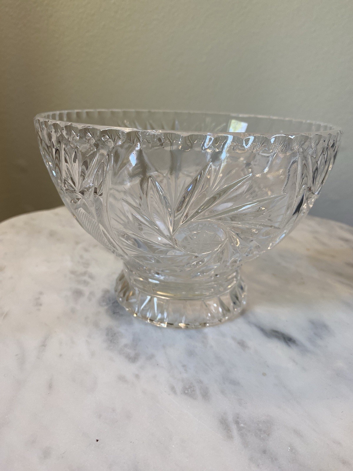 Vintage Crystal Pedestal Bowl 4” Tall 6 3/4” Diameter Candy Dish or Centerpiece