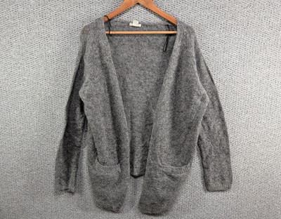 H&M Mohair Wollmischung Damen grau offen Strickjacke Pullover mit Taschen S