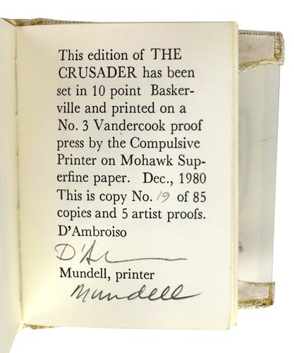 Mary Jane Hammett / The Crusader / Signed by publisher and printer / Limited 1st - 第 2/2 張圖片