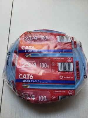 ONE 100-foot Roll of Blue {Southwire} 23/4 Solid CU CAT6 CMR Cable