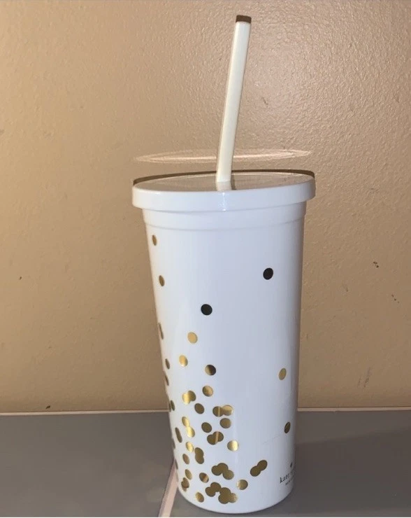 KATE SPADE “Go With the Gold” Insulated Tumbler, Metal Tumbler NWT + Pouch - Image 3 of 4