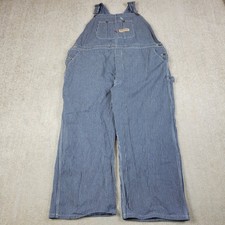 VTG Big Mac Overalls Square Back Mens 46x30 Blue White Hickory Striped Baggy USA