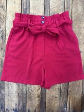 Piazaitalia Paper Bag Waist Belted Shorts Women S Magenta High Rise Preppy Chic