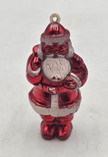 Vintage 3" Irwin 1950's Hard Plastic Metallic Red Figural Santa Claus Ornament