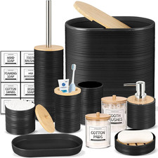 IMAVO Bathroom Accessory Set-11Pcs Black Bathroom Accessories Set with Trash Can