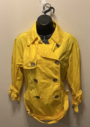 Trench cappotto Michael Michael Kors giallo foderato doppiopetto con cintura WMN L