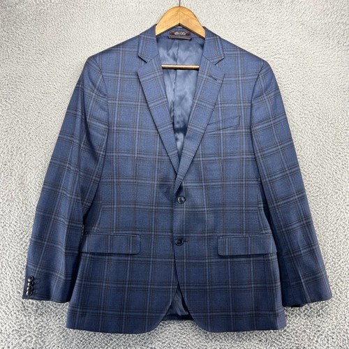 Black Brown 1826 Jacket Men's 41 Regular Plaid Check Blazer Sport Coat Wool Jack