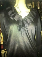 LAUREN RALPH LAUREN {Green Label} Lovely Berry Blue Ruffled Blouse Size S