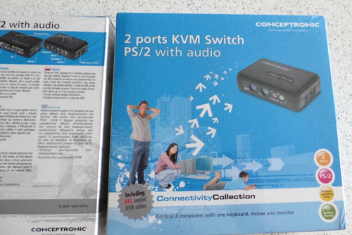 A Conceptronic 2 Ports KVM Switch PS/2 with audi New and sealed - Picture 3 of 3