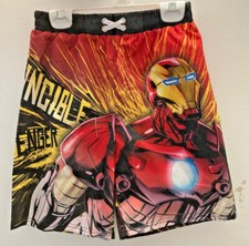 Marvel Avengers Iron Man Boys Elastic Waistband Swim Trunks Size 8